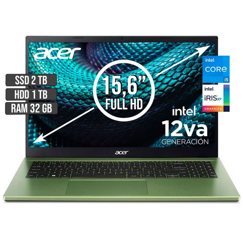 ACER - PORTATIL ACER ASPIRE INTEL CORE I5-1235U SSD 2TB + HDD 1TB RAM 32GB LED 15,6 FHD
