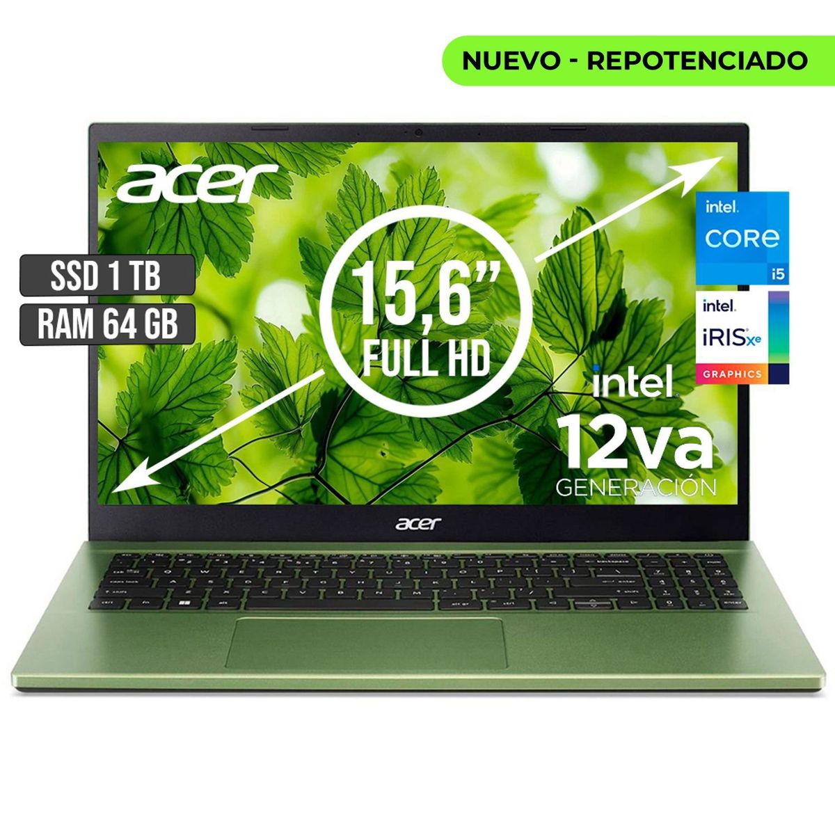 ACER - PORTATIL ACER ASPIRE INTEL CORE I5-1235U SSD 1TB RAM 64GB LED 15,6 FHD