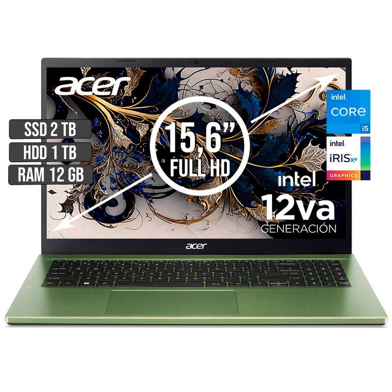 ACER - PORTATIL ACER ASPIRE INTEL CORE I5-1235U SSD 2TB + HDD 1TB RAM 12GB LED 15,6 FHD