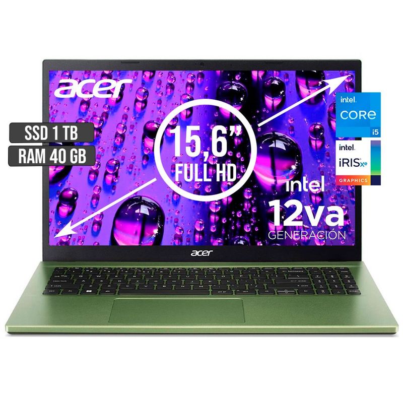 ACER - PORTATIL ACER ASPIRE INTEL CORE I5-1235U SSD 1TB RAM 40GB LED 15,6 FHD