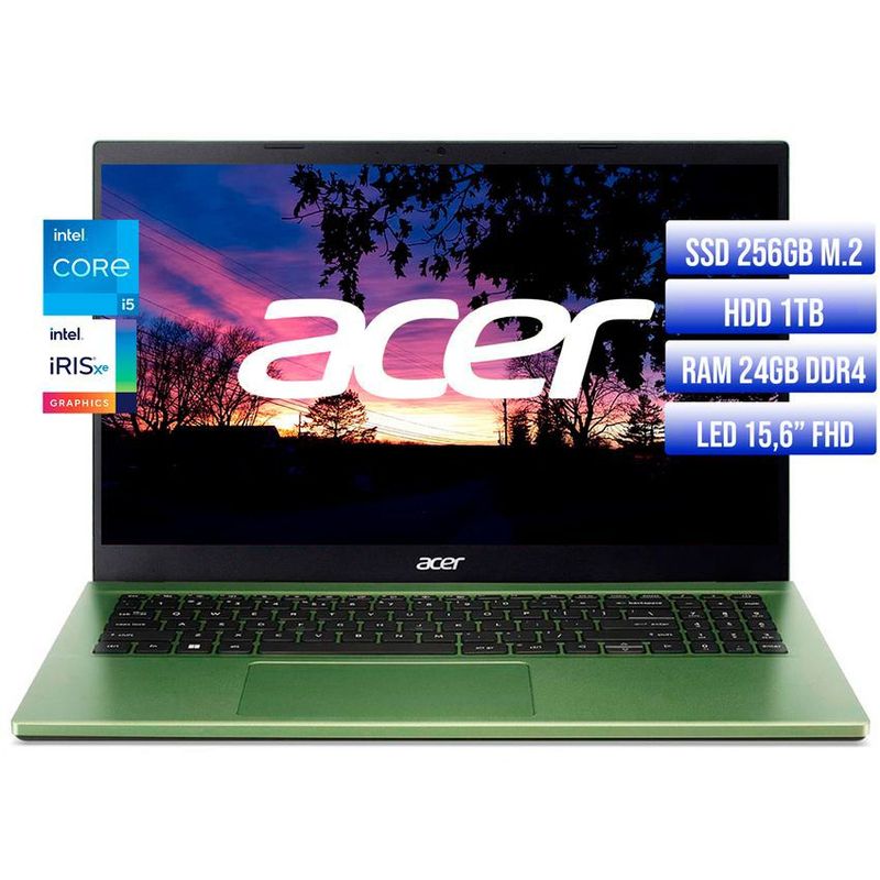 ACER - PORTATIL ACER ASPIRE INTEL CORE I5-1235U SSD 256GB + HDD 1TB RAM 24GB LED 15,6 FHD