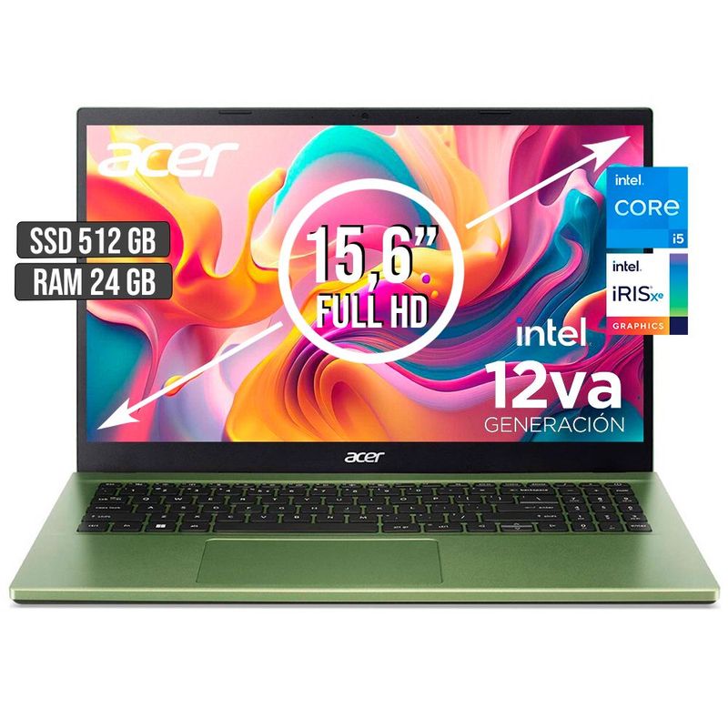 ACER - PORTATIL ACER ASPIRE INTEL CORE I5-1235U SSD 512GB RAM 24GB LED 15,6 FHD
