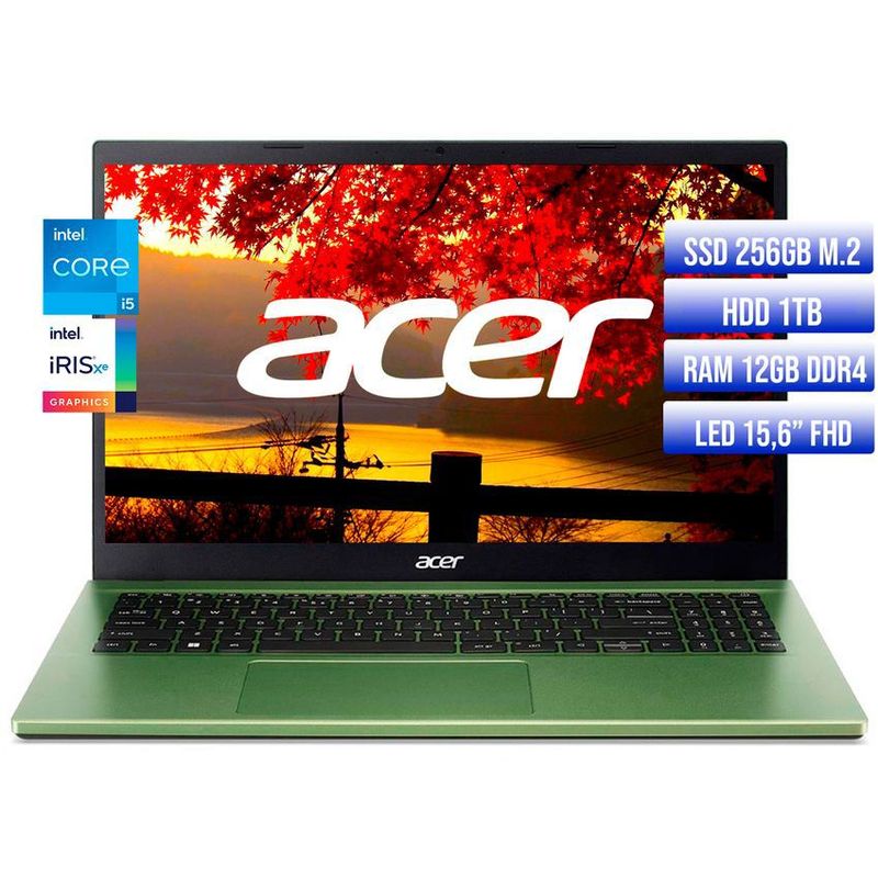 ACER - PORTATIL ACER ASPIRE INTEL CORE I5-1235U SSD 256GB + HDD 1TB RAM 12GB LED 15,6 FHD