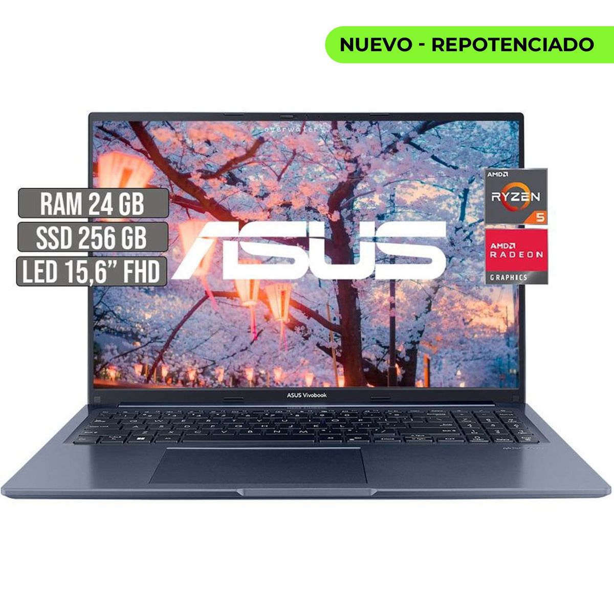 ASUS - Portátil Asus Vivobook AMD Ryzen 5 24GB RAM 256GB SSD 16" FHD M1603QA-MB120