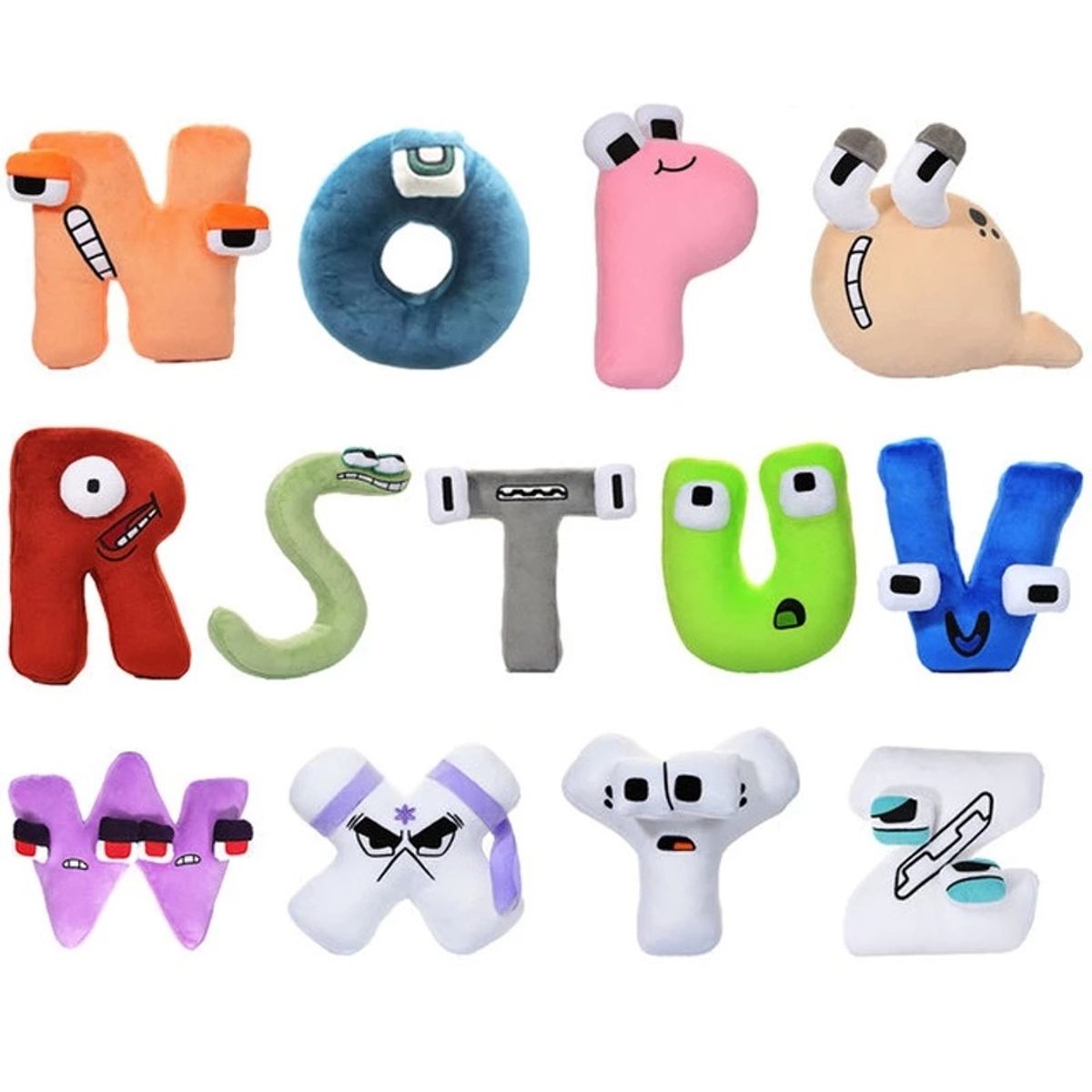 GENERICO - 13 letras del abecedario de peluche educativo infantil N-Z