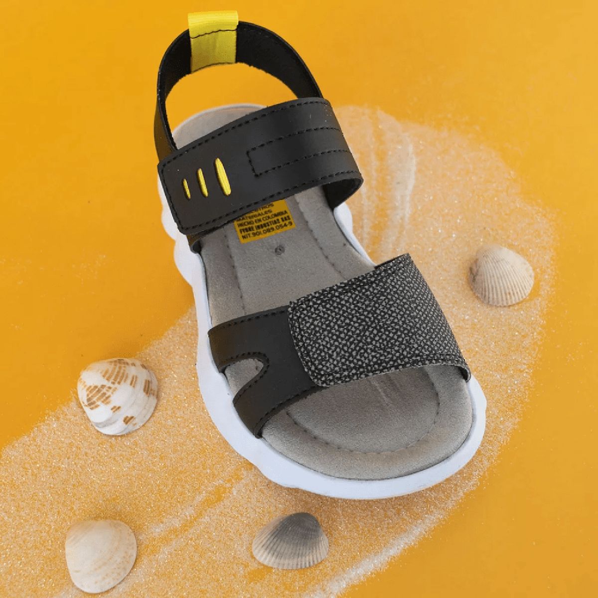 PAPOS - Sandalias Dick Negro & Gris - Negro