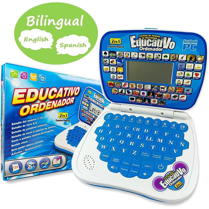 GENERICO - Mini computador didáctico interactivo ingles español juguete