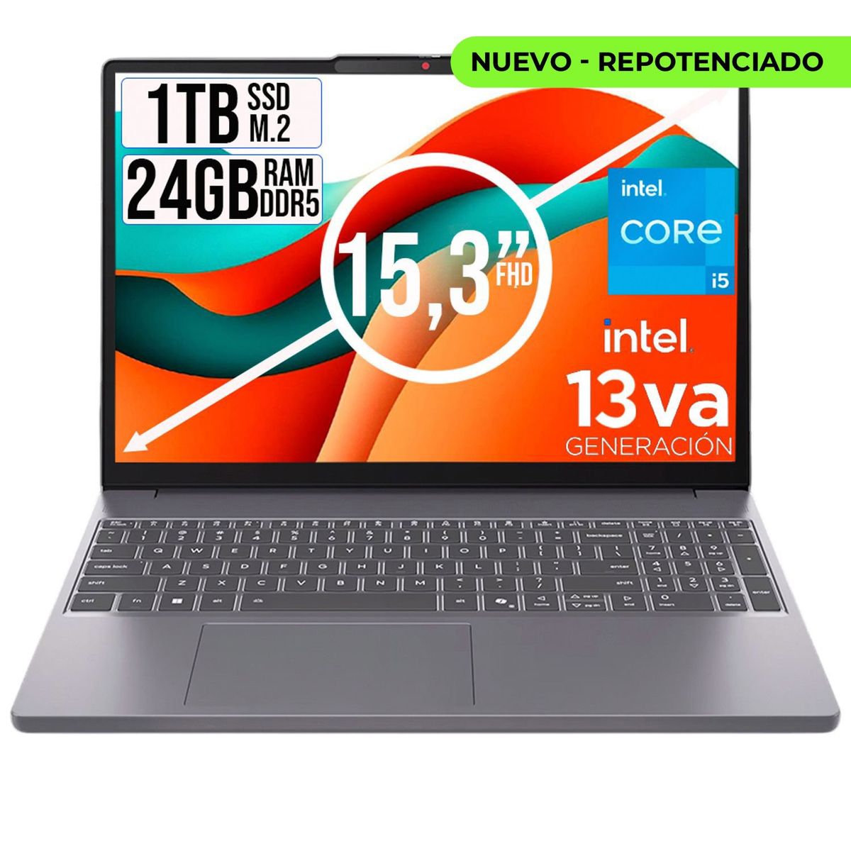 LENOVO - PORTATIL LENOVO SLIM INTEL CORE I5-13420H SSD 1TB RAM 24GB LED 15,3 FULL FHD