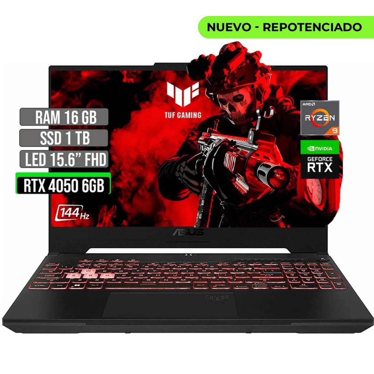 ASUS - ASUS TUF AMD RYZEN 9-7940HS SSD 1TB RAM 16GB RTX 4050 6GB LED 15.6" FHD 144 Hz
