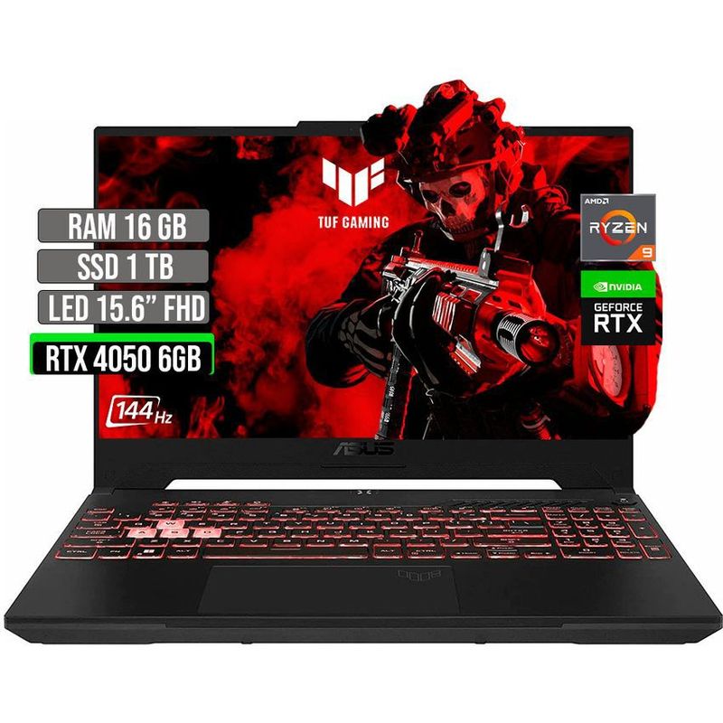 ASUS - ASUS TUF AMD RYZEN 9-7940HS SSD 1TB RAM 16GB RTX 4050 6GB LED 15.6" FHD 144 Hz