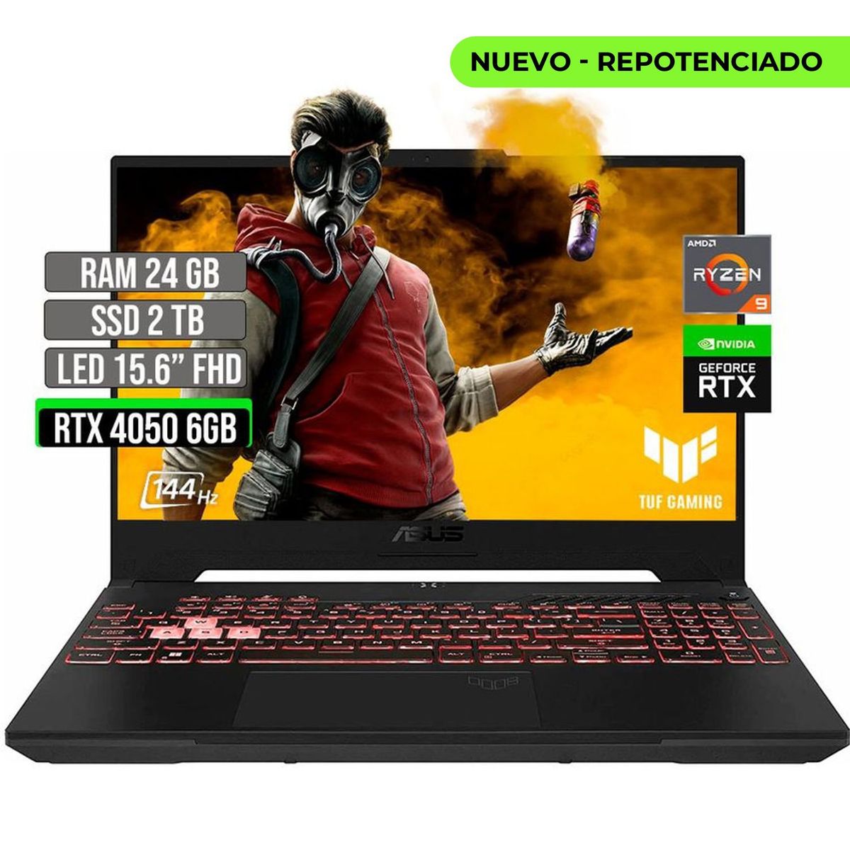 ASUS - ASUS TUF AMD RYZEN 9-7940HS SSD 2TB RAM 24GB RTX 4050 6GB LED 15.6" FHD 144 Hz