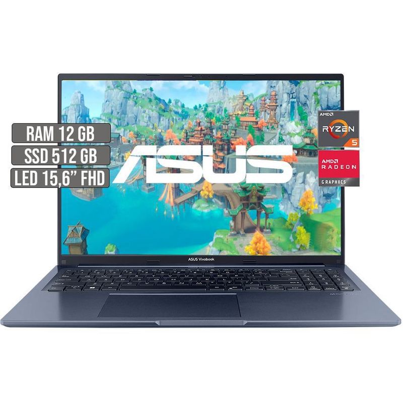 ASUS - Portátil Asus Vivobook AMD Ryzen 5 5600H 512GB 12GB LED 16" FHD