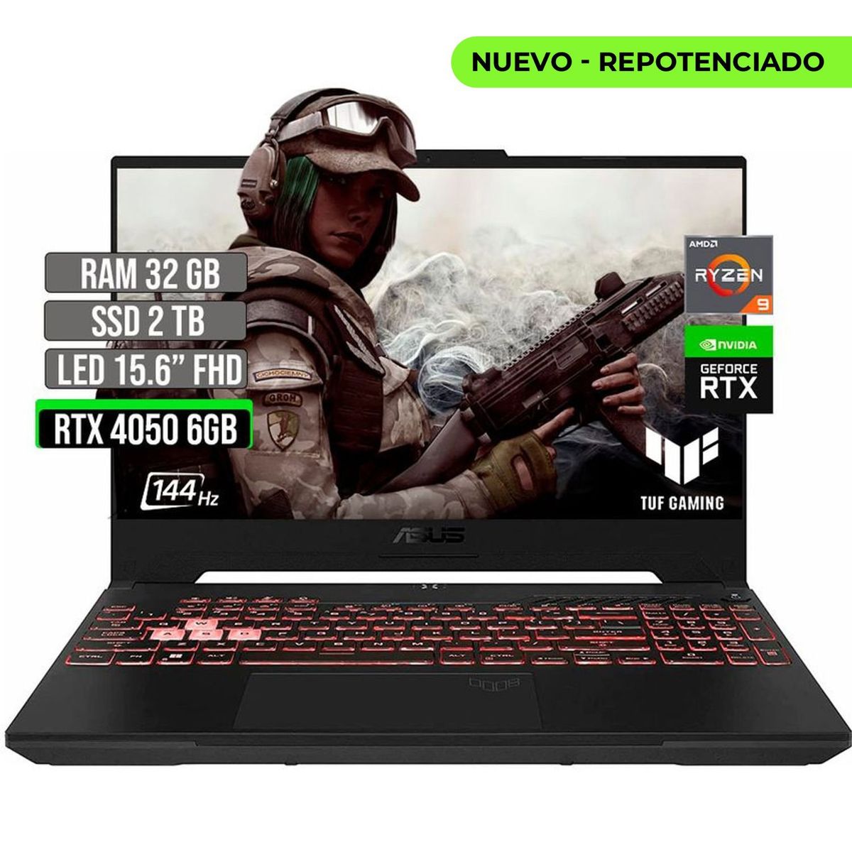 ASUS - ASUS TUF AMD RYZEN 9-7940HS SSD 2TB RAM 32GB RTX 4050 6GB LED 15.6" FHD 144 Hz