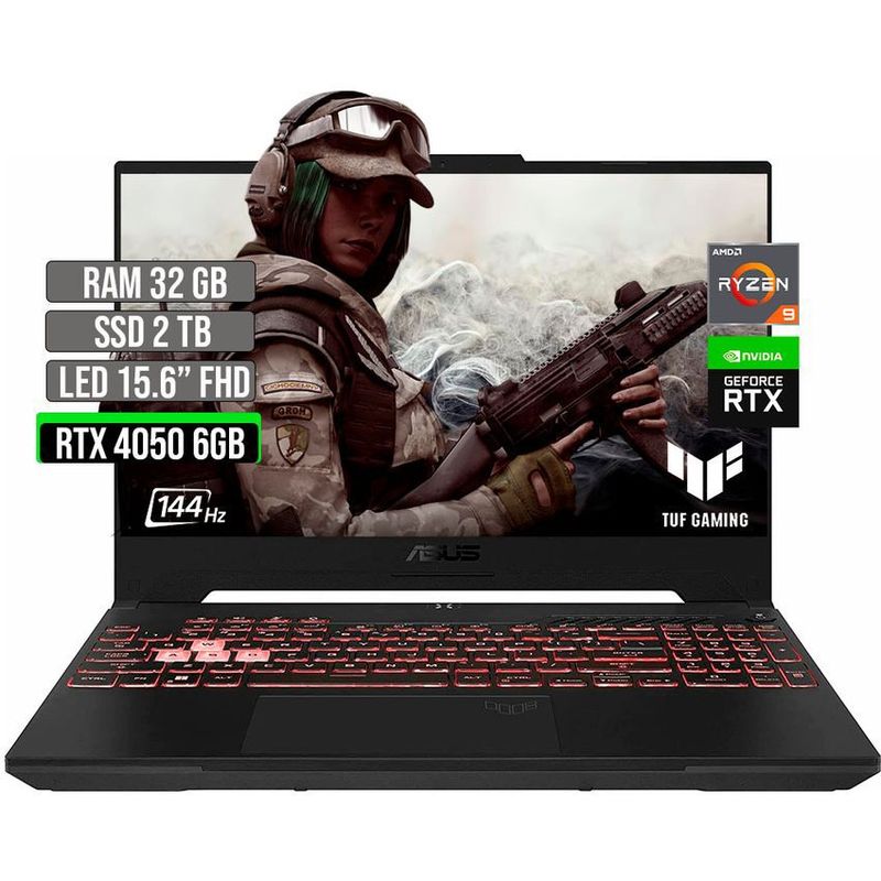 ASUS - ASUS TUF AMD RYZEN 9-7940HS SSD 2TB RAM 32GB RTX 4050 6GB LED 15.6" FHD 144 Hz