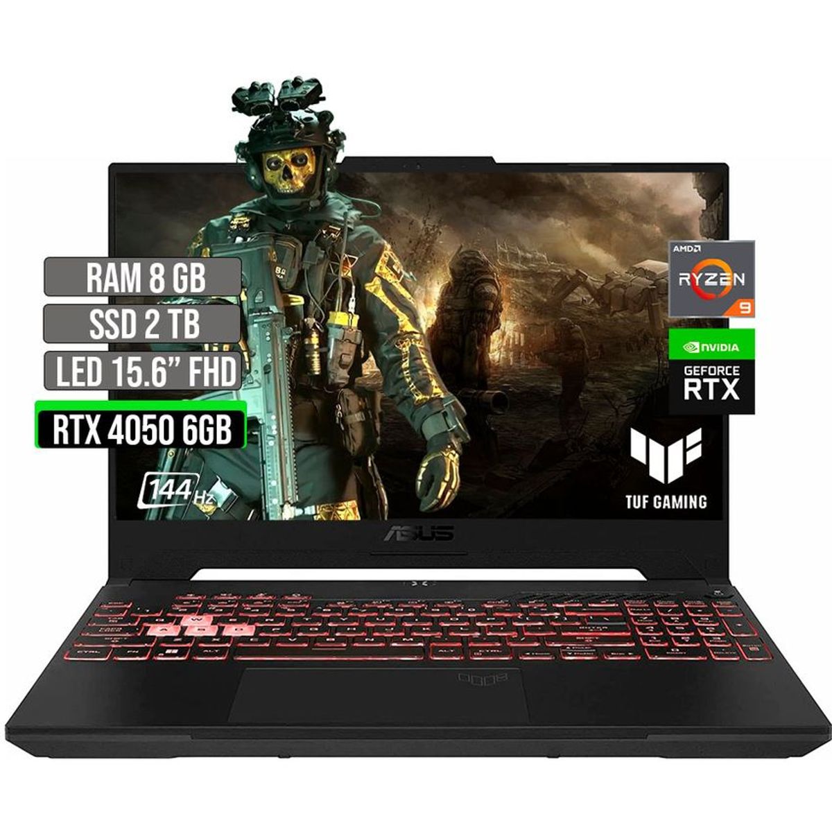 ASUS - Portátil Asus TUF AMD Ryzen 9 RTX 4050 2TB SSD 8GB RAM 15.6" FHD