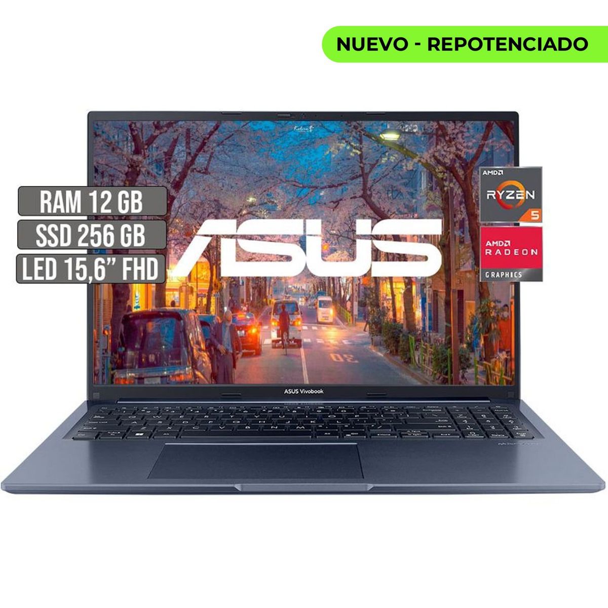 ASUS - Portátil Asus Vivobook AMD Ryzen 5 256GB 12GB RAM 16" FHD