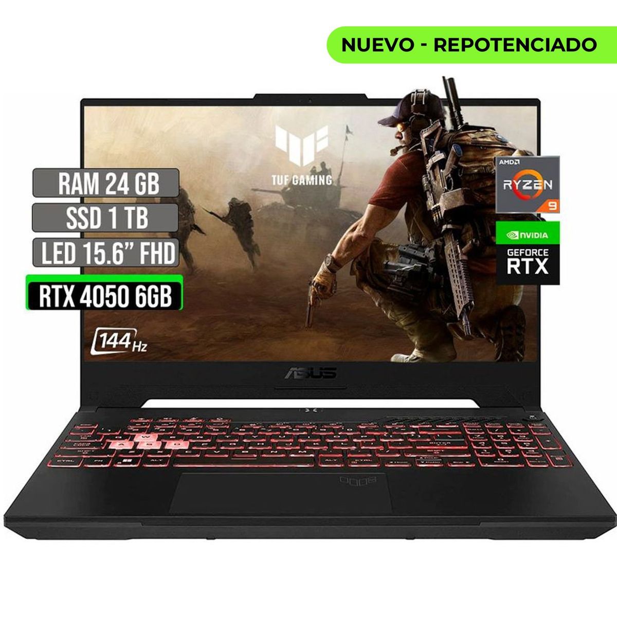 ASUS - ASUS TUF AMD RYZEN 9-7940HS SSD 1TB RAM 24GB RTX 4050 6GB LED 15.6" FHD 144 Hz