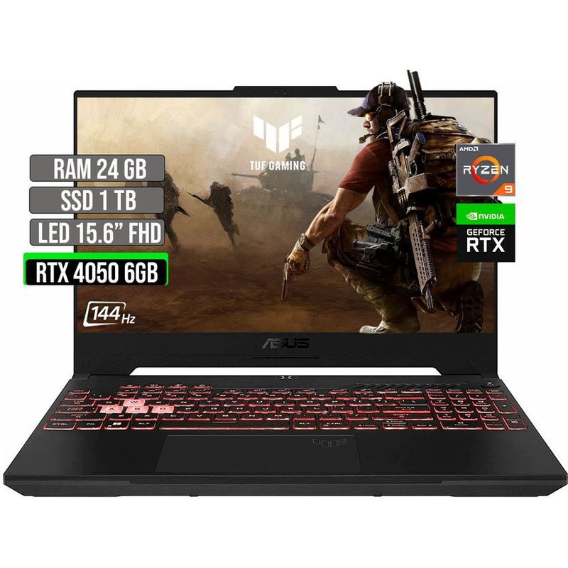 ASUS - ASUS TUF AMD RYZEN 9-7940HS SSD 1TB RAM 24GB RTX 4050 6GB LED 15.6" FHD 144 Hz