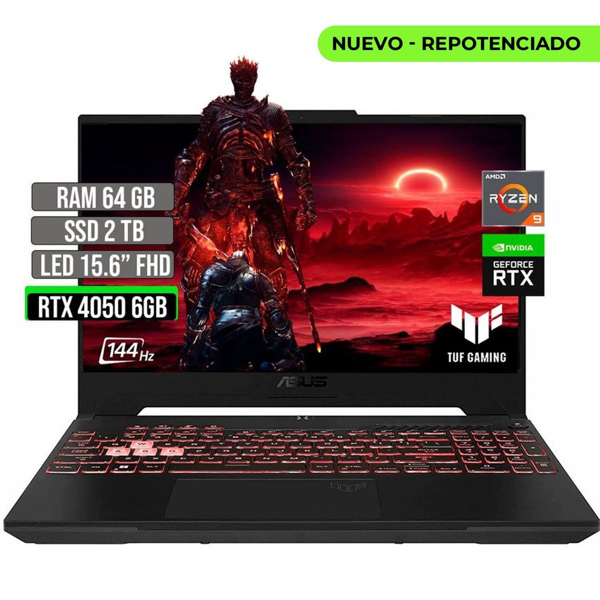ASUS - ASUS TUF AMD RYZEN 9-7940HS SSD 2TB RAM 64GB RTX 4050 6GB LED 15.6" FHD 144 Hz