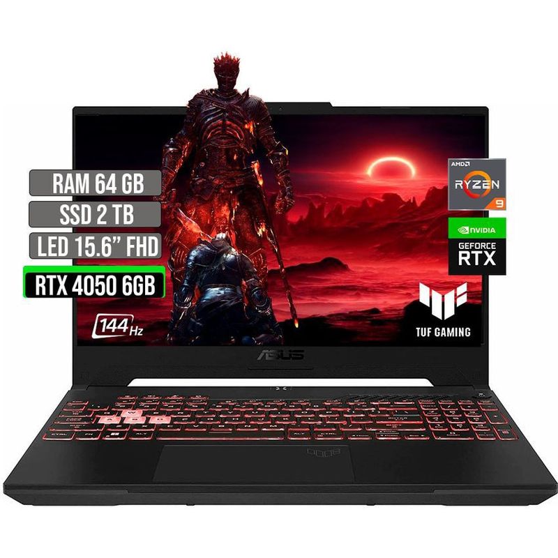 ASUS - ASUS TUF AMD RYZEN 9-7940HS SSD 2TB RAM 64GB RTX 4050 6GB LED 15.6" FHD 144 Hz
