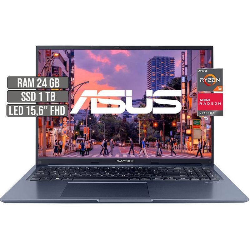 ASUS - ASUS VIVOBOOK AMD RYZEN 5-5600H SSD 1TB RAM 24GB LED 16 FHD