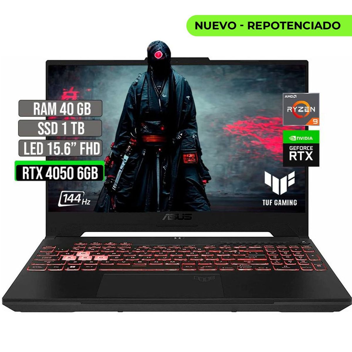 ASUS - ASUS TUF AMD RYZEN 9-7940HS SSD 1TB RAM 40GB RTX 4050 6GB LED 15.6" FHD 144 Hz