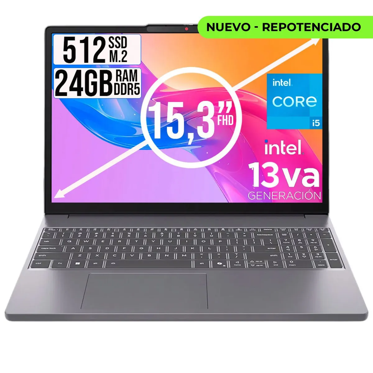 LENOVO - PORTATIL LENOVO SLIM INTEL CORE I5-13420H SSD 512GB RAM 24GB LED 15,3 FULL HD