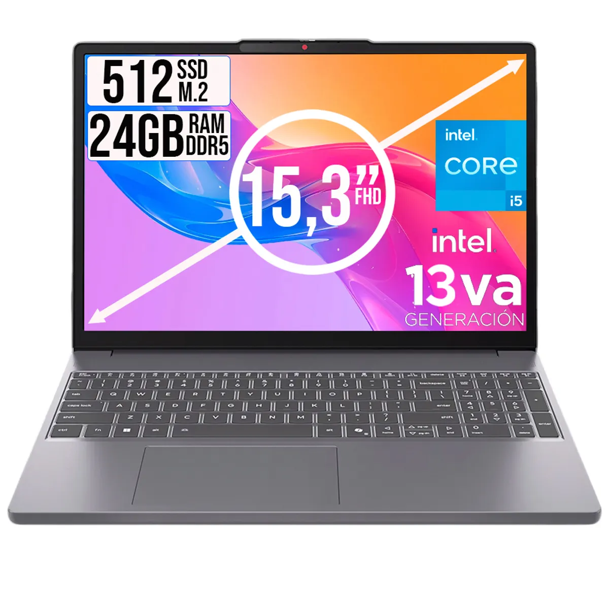 LENOVO - PORTATIL LENOVO SLIM INTEL CORE I5-13420H SSD 512GB RAM 24GB LED 15,3 FULL HD