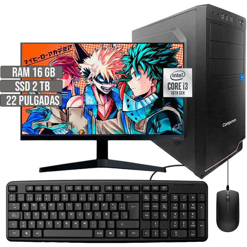 COMPUMAX - COMPUTADOR COMPUMAX INTEL CORE I3-10105 SSD 2TB RAM 16GB LED 22 FHD