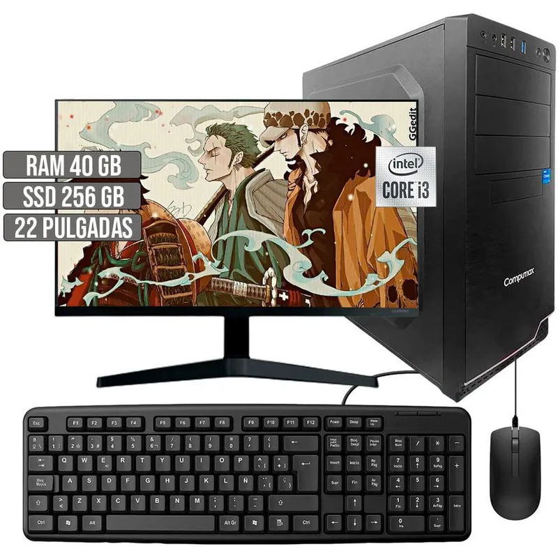 COMPUMAX - COMPUTADOR COMPUMAX INTEL CORE I3-10105 SSD 256GB RAM 40GB LED 22 FHD