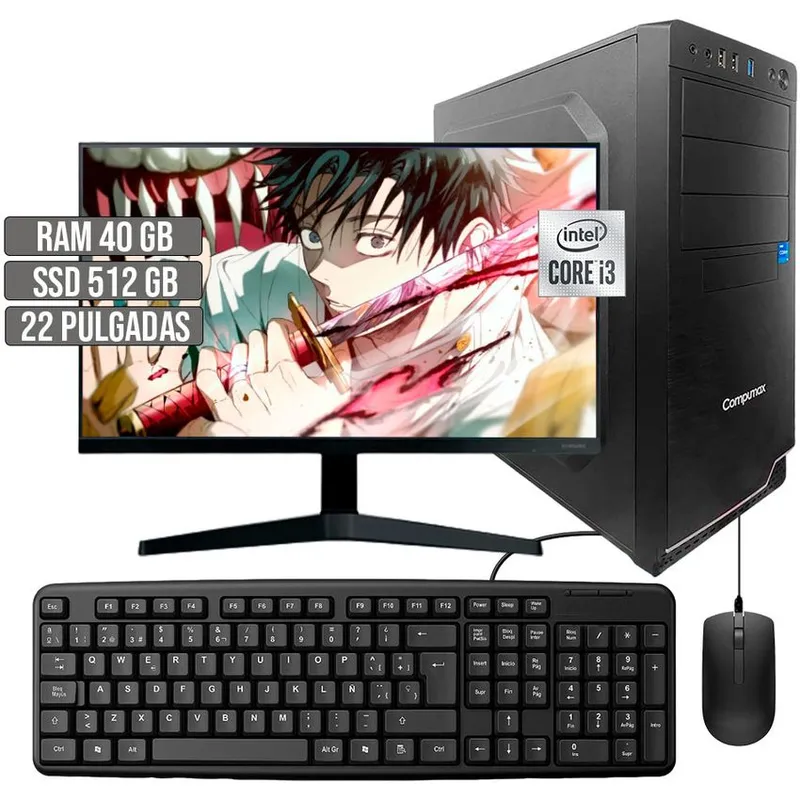 COMPUMAX - COMPUTADOR COMPUMAX INTEL CORE I3-10105 SSD 512GB RAM 40GB LED 22 FHD