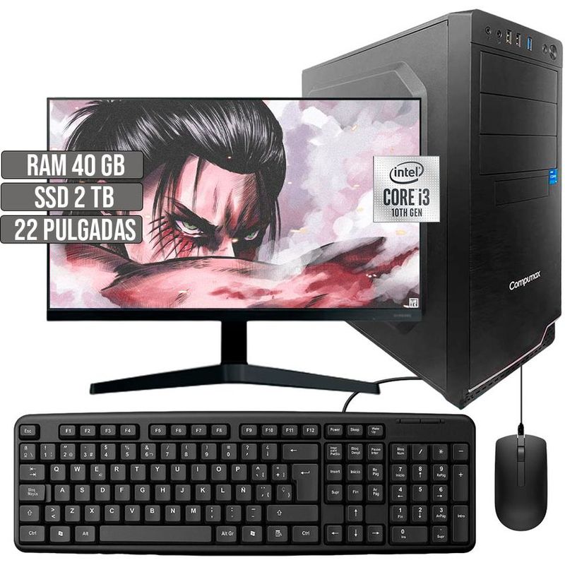COMPUMAX - COMPUTADOR COMPUMAX INTEL CORE I3-10105 SSD 2TB RAM 40GB LED 22 FHD