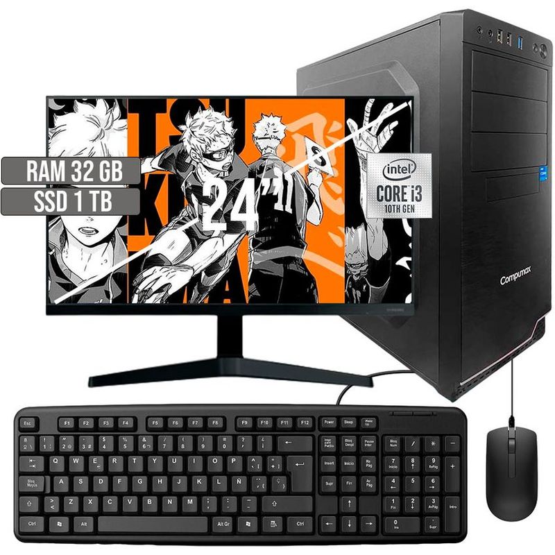 COMPUMAX - COMPUTADOR COMPUMAX INTEL CORE I3-10105 SSD 1TB RAM 32GB LED 24 FHD