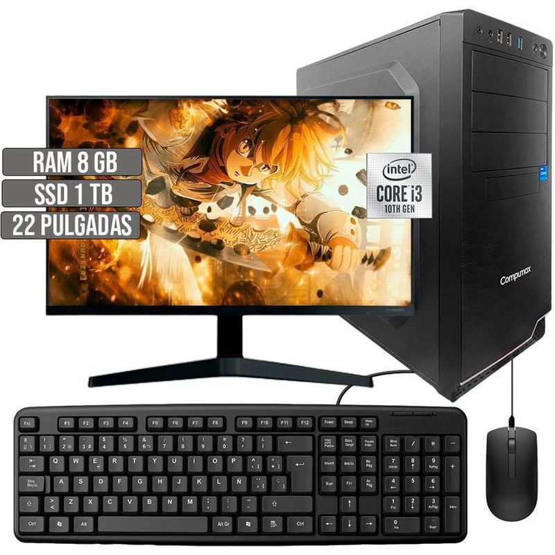 COMPUMAX - COMPUTADOR COMPUMAX INTEL CORE I3-10105 SSD 1TB RAM 8GB LED 22 FHD