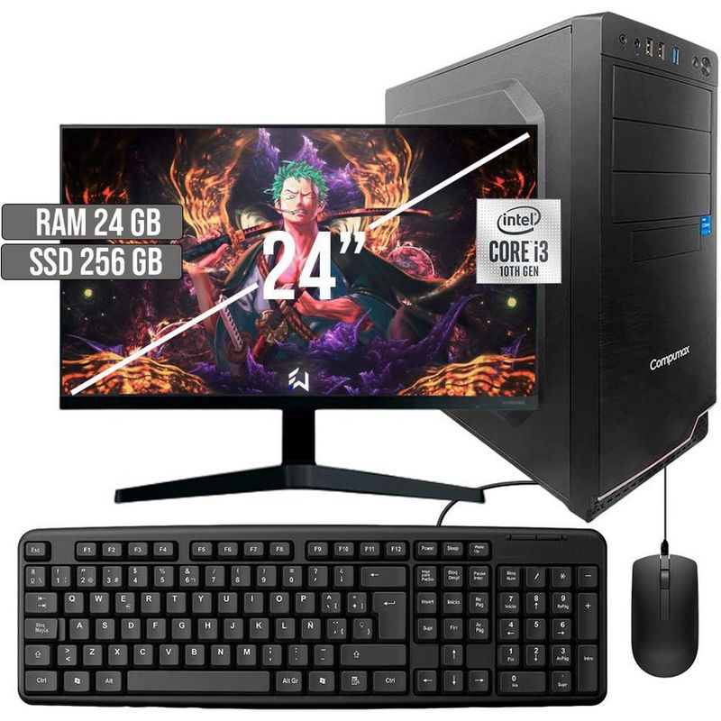 COMPUMAX - COMPUTADOR COMPUMAX INTEL CORE I3-10105 SSD 256GB RAM 24GB LED 24 FHD