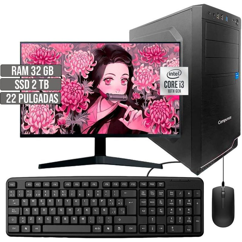 COMPUMAX - COMPUTADOR COMPUMAX INTEL CORE I3-10105 SSD 2TB RAM 32GB LED 22 FHD