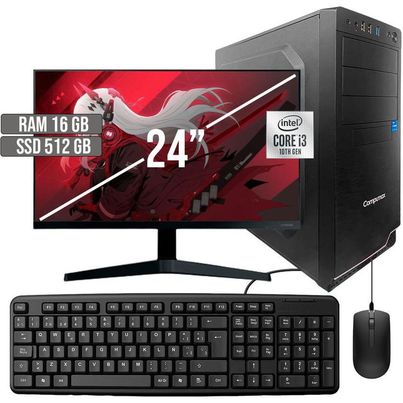 COMPUMAX - COMPUTADOR COMPUMAX INTEL CORE I3-10105 SSD 512GB RAM 16GB LED 24 FHD