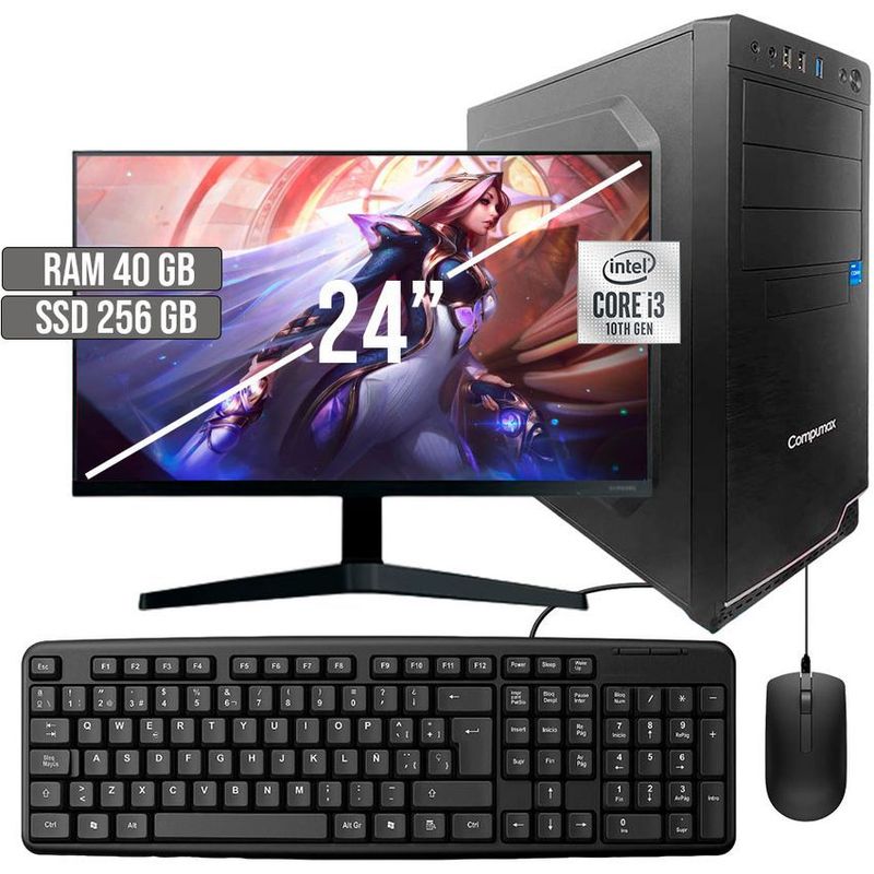 COMPUMAX - COMPUTADOR COMPUMAX INTEL CORE I3-10105 SSD 256GB RAM 40GB LED 24 FHD