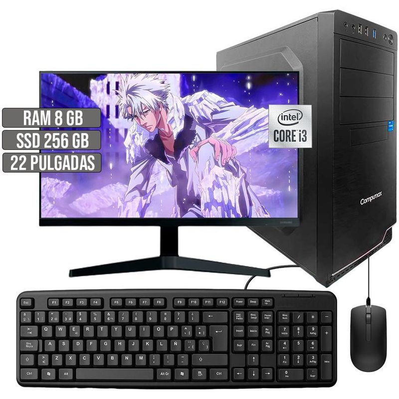 COMPUMAX - COMPUTADOR COMPUMAX INTEL CORE I3-10105 SSD 256GB RAM 8GB LED 22 FHD