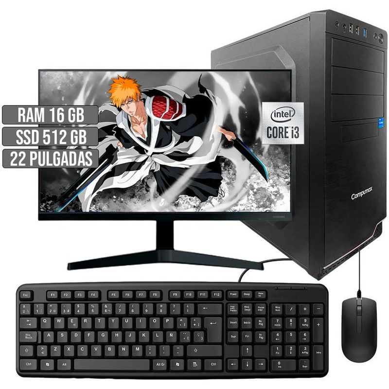 COMPUMAX - COMPUTADOR COMPUMAX INTEL CORE I3-10105 SSD 512GB RAM 16GB LED 22 FHD