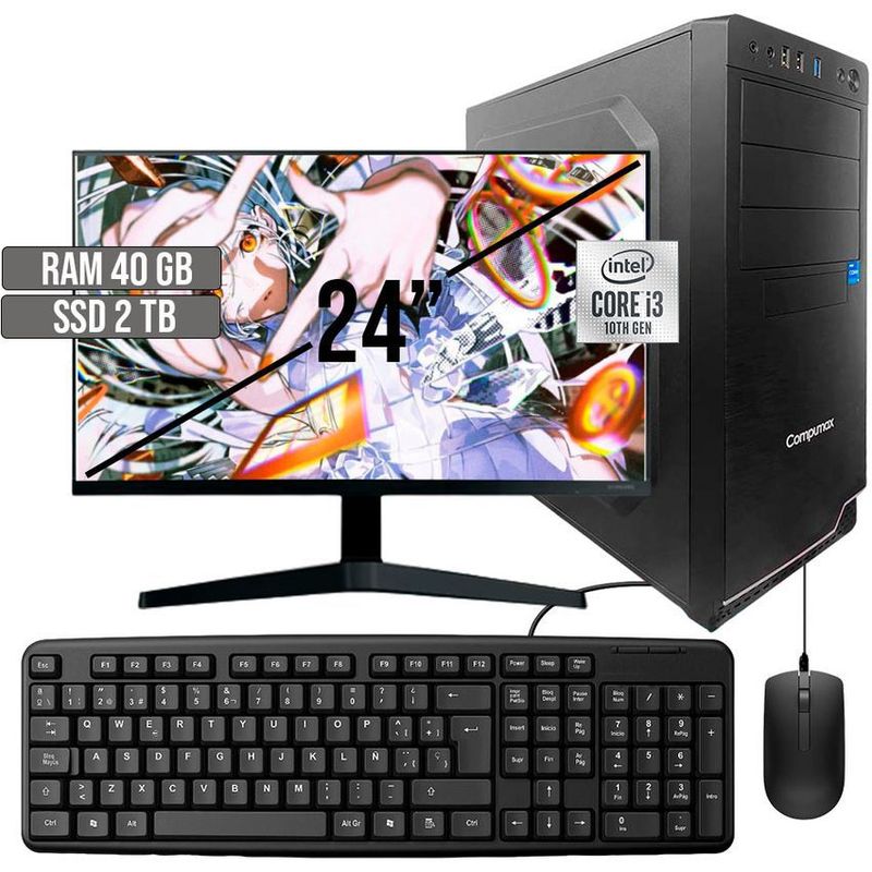 COMPUMAX - COMPUTADOR COMPUMAX INTEL CORE I3-10105 SSD 2TB RAM 40GB LED 24 FHD