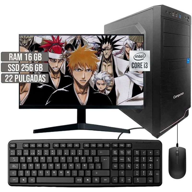 COMPUMAX - COMPUTADOR COMPUMAX INTEL CORE I3-10105 SSD 256GB RAM 16GB LED 22 FHD