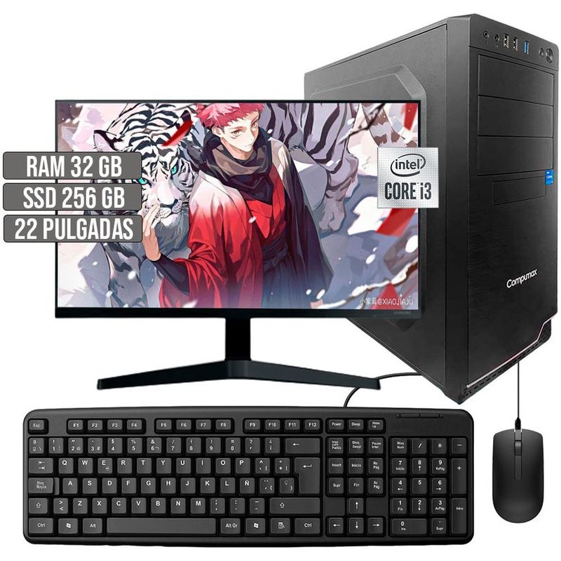 COMPUMAX - COMPUTADOR COMPUMAX INTEL CORE I3-10105 SSD 256GB RAM 32GB LED 22 FHD