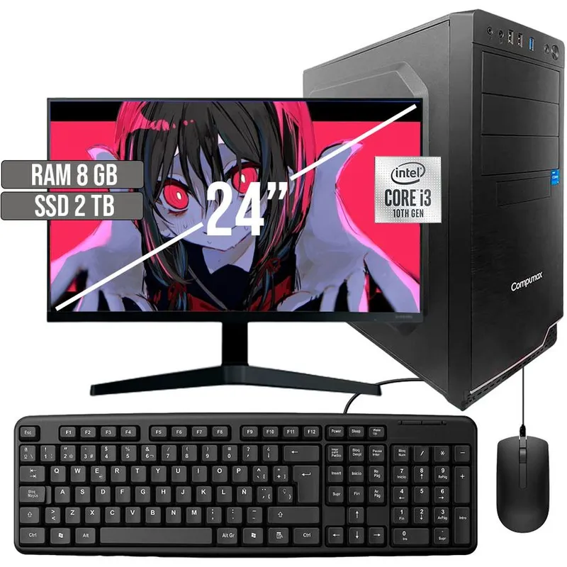 COMPUMAX - COMPUTADOR COMPUMAX INTEL CORE I3-10105 SSD 2TB RAM 8GB LED 24 FHD