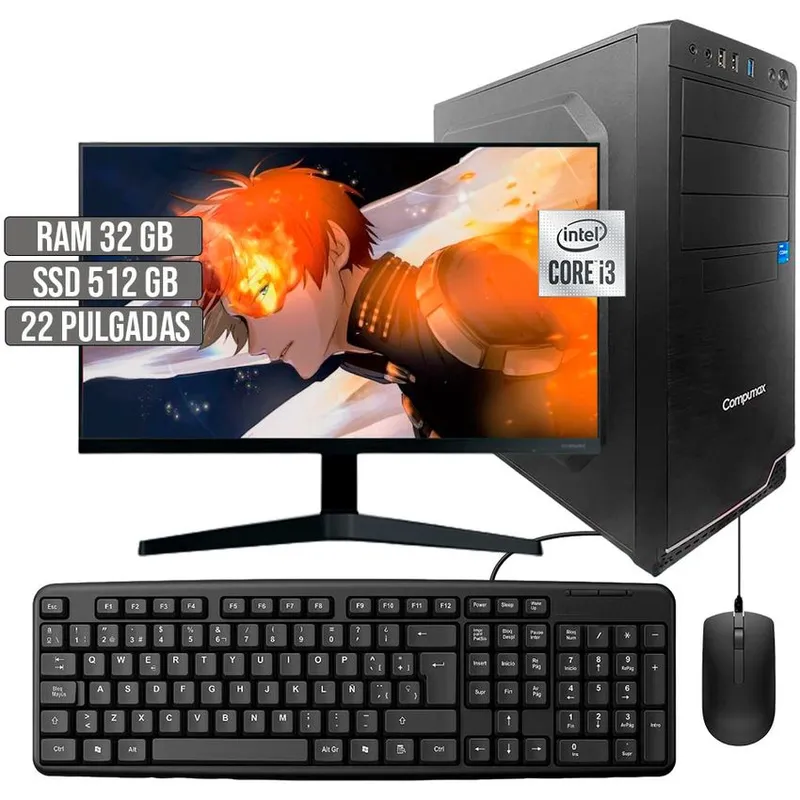 COMPUMAX - COMPUTADOR COMPUMAX INTEL CORE I3-10105 SSD 512GB RAM 32GB LED 22 FHD