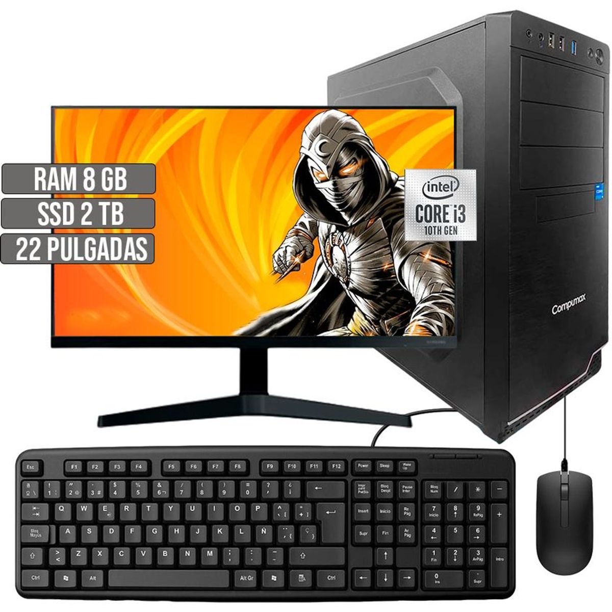 COMPUMAX - COMPUTADOR COMPUMAX INTEL CORE I3-10105 SSD 2TB RAM 8GB LED 22 FHD