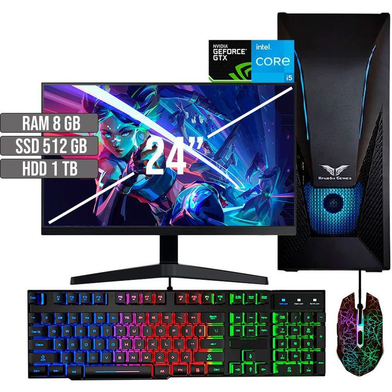 HALCON - PC GAMER INTEL CORE I5-12400 GTX 1650 4GB SSD 512GB +HDD 1TB RAM 8GB LED 24 FHD