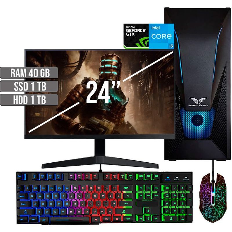 HALCON - PC GAMER INTEL CORE I5-12400 GTX 1650 4GB SSD 1TB + HDD 1TB RAM 40GB LED 24 FHD