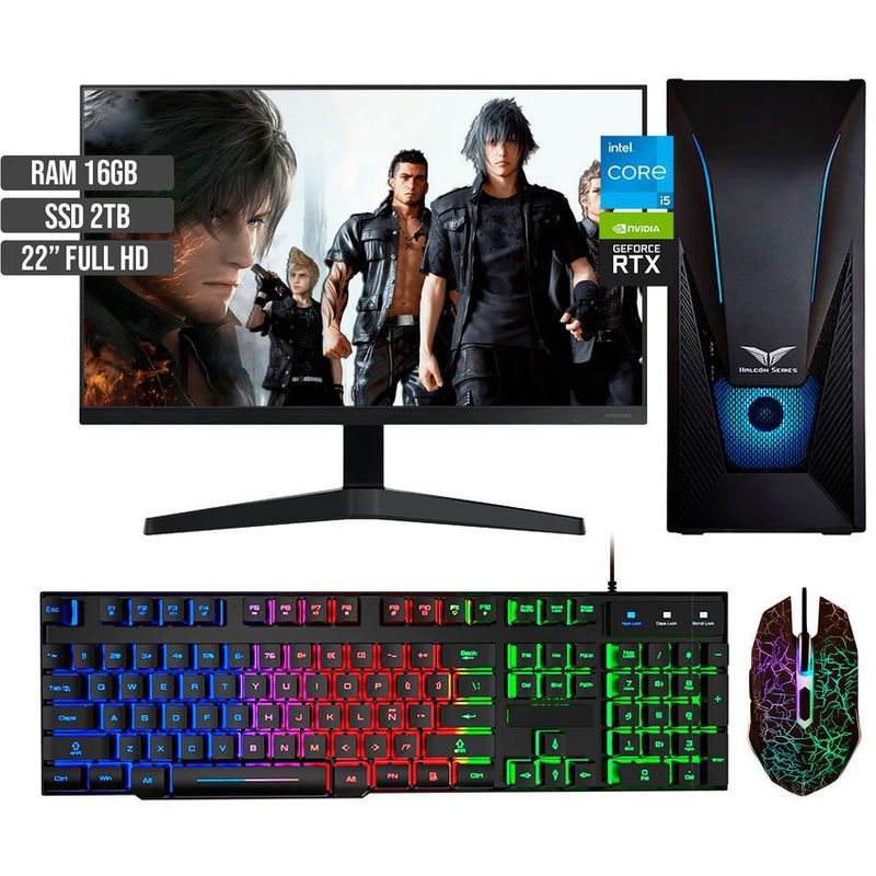 HALCON - PC GAMER INTEL CORE I5-12400 RTX 3050 8GB SSD 2TB RAM 16GB LED 22 FHD