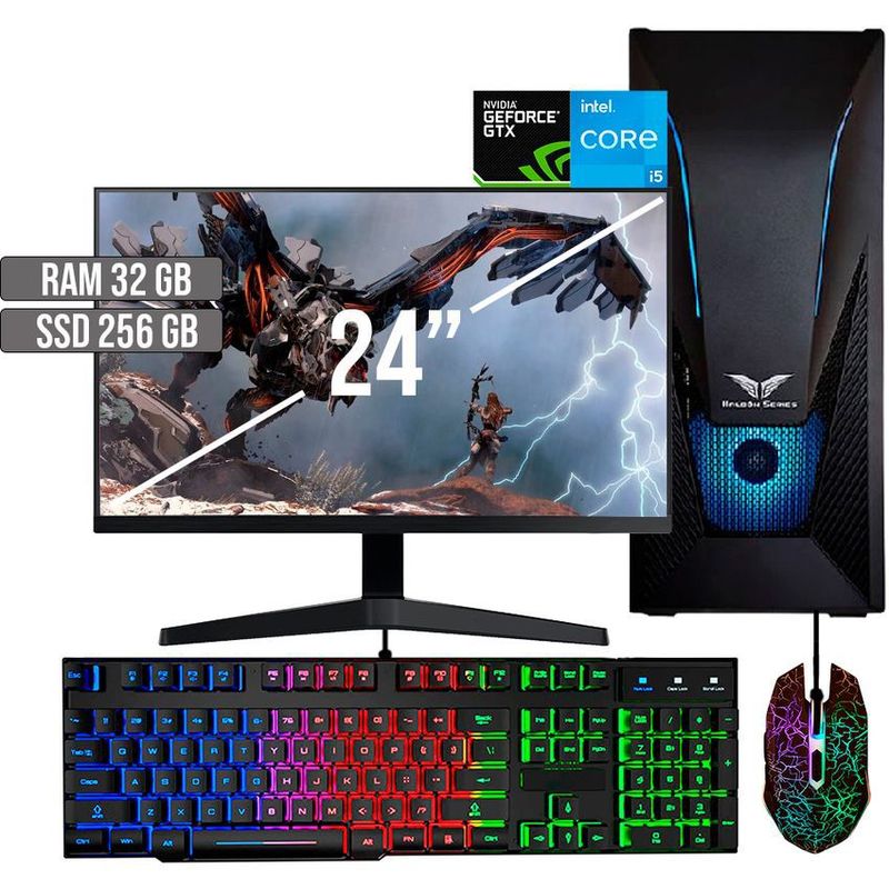 HALCON - PC GAMER INTEL CORE I5-12400 GTX 1650 4GB SSD 256GB RAM 32GB LED 24 FHD